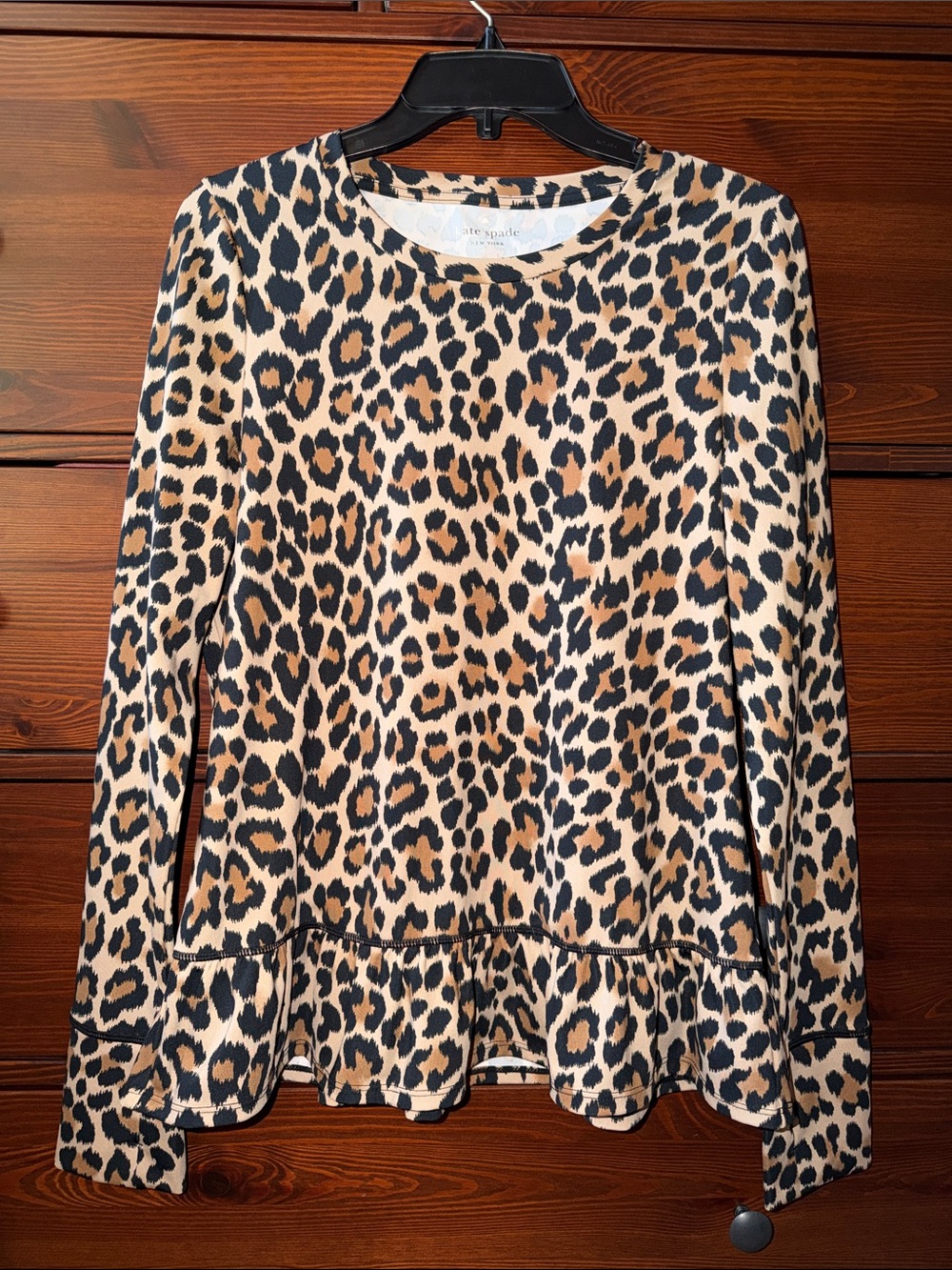 Kate Spade Leopard Print Ruffle Hem Blouse